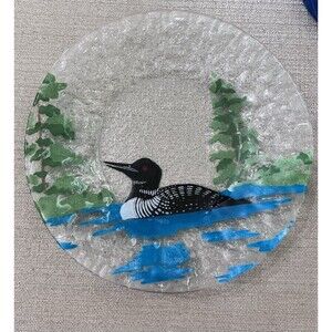 Fused Glass Plate Duck Water Fowl Artist Signed 10 Inch Dinner Plate
